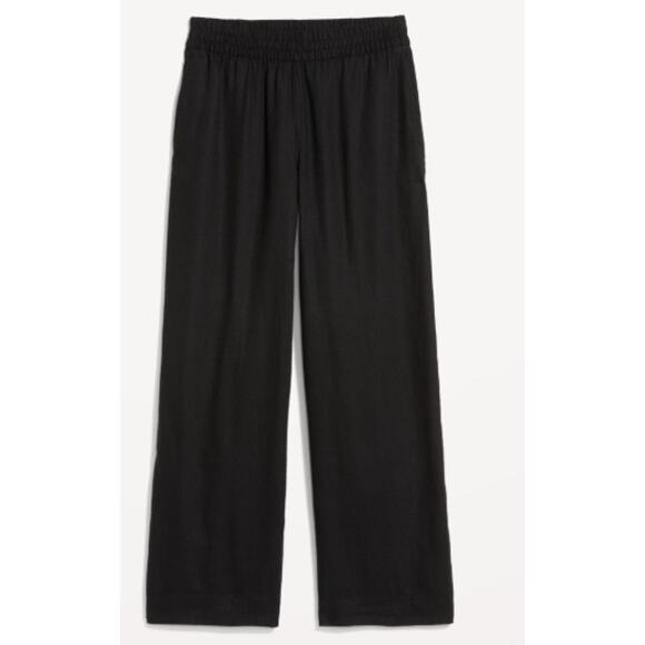 Old Navy Women's High Waisted Linen Blend Black Wide Leg Pants Size Small - Picture 1 of 14